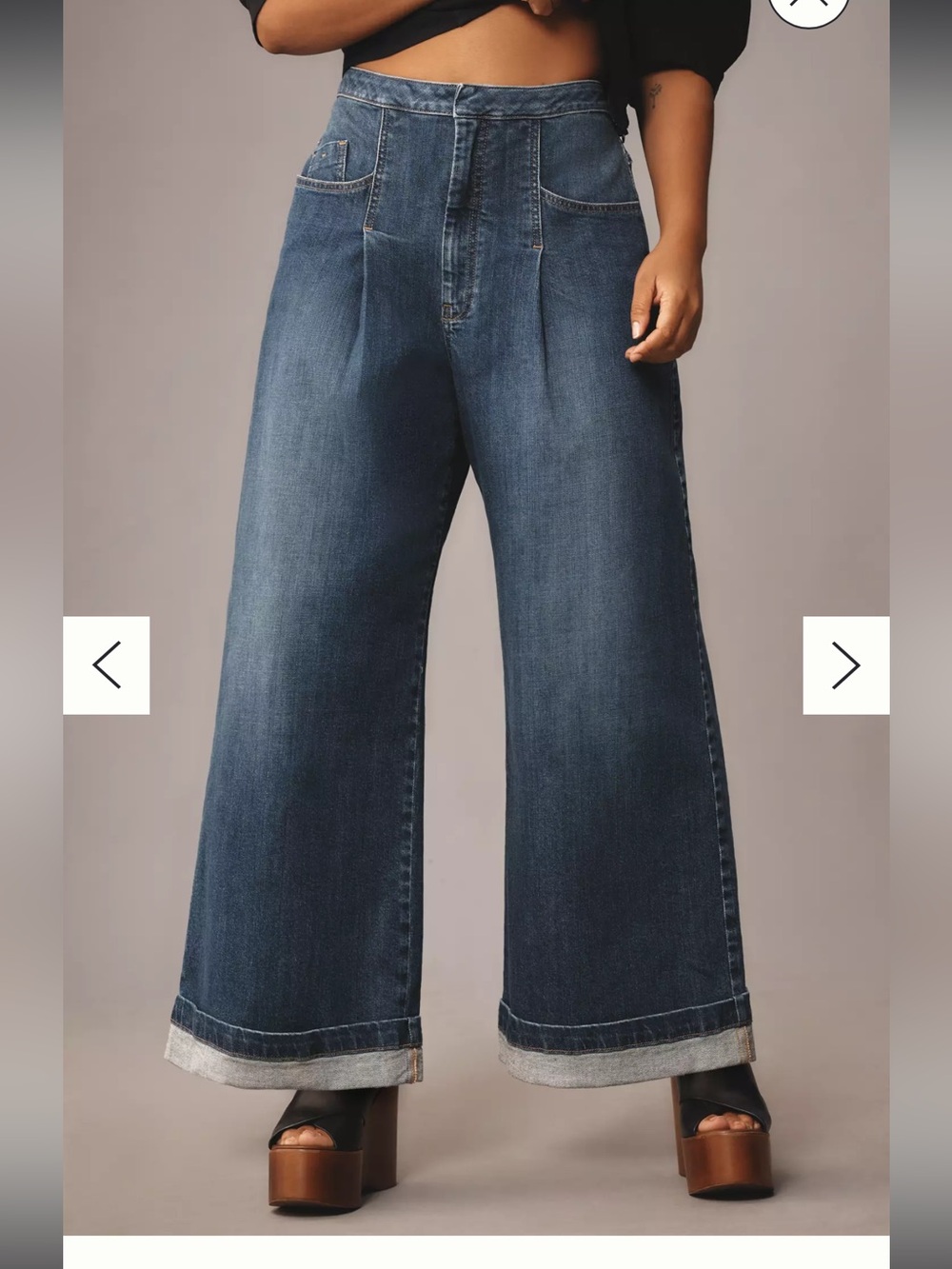 Pilcro Wide-Leg High-Rise Dark Blue Jeans - Picture 2 of 16